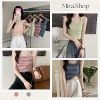 Mira_shop เสื้อกล้ามลายพริ้วสีลูกกวาดน่ารักมาก เสื้อสายเดี่ยว 20103#