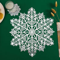 Christmas Snowflake Placemats Restaurant Hollow PVC Decoration Meal Mat Anti-hot Party Decoration Mat Coaster Table Mat