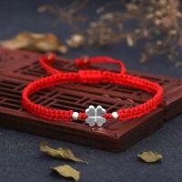 2023 New Fashion Women Bracelet Red Rope Woven Lucky Clover Wristband Handmade Ethnic Tibetan Buddha Charm Bracelets for Gift Charms and Charm Bracele