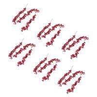 6pcs 5.9 Ft Christmas Red Berry Garland Artificial Burgundy Red Pip Christmas Garland