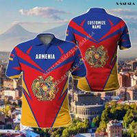 Armenia flag color of arms 3D full Med men ventilat polo POLO shirt bed sleeves street wear standard POLO shirt