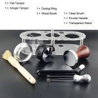 Holiday Discounts 1-7Pcs 51Mm 53Mm 58Mm Coffee Tamper Stand For Adjustable 3Angle Powder Hammer Dosing Ring Bowl Basket Clean Brush Needle