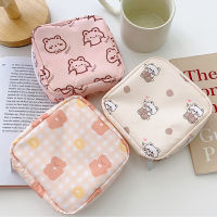 【cw】Women Girls Kawaii Cosmetic Makeup Tampon Bear Napkin Pouch Storage Bag Coin Purse Sanitary Pads Bag Mini Data Cables Organizerhot