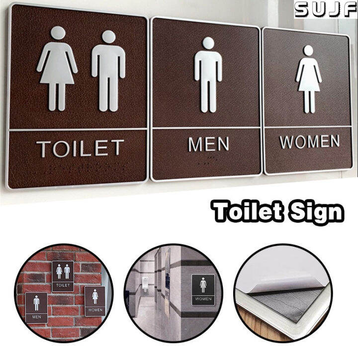 Toilet Sign WC Man Woman Restroom Sign Self Adhesive Public Toilet Sign