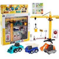 Simulate Model Car Fire Brigade Ladder Lifting Dismounting Excavator Truck Crane Toy for Kids Boys