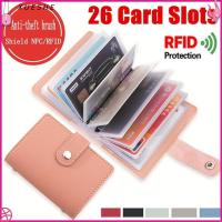 XUESHE 26 Card Slots กระเป๋ากระเป๋า สีลูกกวาด กระเป๋าเงิน กระเป๋าสตางค์ หนัง PU การปิดกั้น RFID ผู้ถือบัตรเครดิต