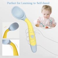 2pcs/set Baby Tableware Silicone Spoon Fork Set Bendable Soft Fork Childrens Learning Eat Training Baby Assiste Eat Tableware Bowl Fork Spoon Sets