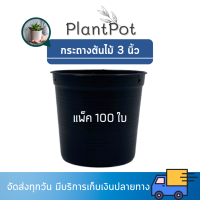 กระถางต้นไม้ กะถางต้นไม้ กระถางปลูกต้นไม้ กระถางดำ สีดำ 3 นิ้ว 100 ใบ กระบองเพชร