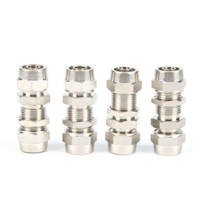 QDLJ-Pneumatic 1pcs Pm12 Pm10 Pm8 Pm6 Pm4 Copper-plated Nickel Quick Screw Through Baffle Connector Pneumatic Through Plate Connector