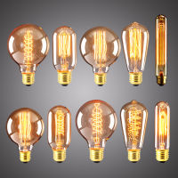 Vintage Edison Filament Bulb โคมไฟย้อนยุค E27 220V 40W Ampoule Lampada Incandescent Light Antique T10 T30 G95 T45 ST64 ตกแต่ง