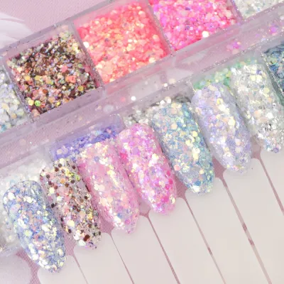 [COD] Cross-border manicure glitter colorful and beautiful nail decoration thin flakes fine hexagonal particles dress up