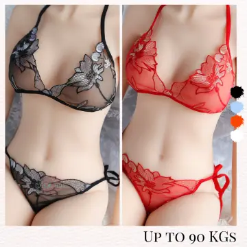 New Women Lace Gauze Bra Sets Push Up 3/4 Cup Hook-and- Eye