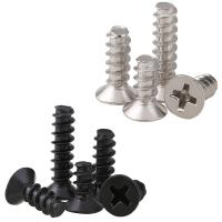 M1.4-M4 Phillips Countersunk Flat Tail Self Tapping Screws Cross Flat Head Tapping Flat End Small Bolts Black Zinc/Nickel Plated Nails Screws  Fastene