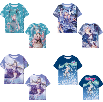 Anime H Atsune Miku V Tuber T-shirt Short Sleeve Top Cosplay T-shirt Womens Fashion Casual 3D Printing Plus Size T-shirt