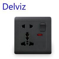 Delviz แผงซ็อกเก็ตสากล13a Uk ขนาดมาตรฐาน5รูเต้าเสียบสีขาว/เทา Ac 110 250V เต้าเสียบไฟควบคุมสวิตช์ฝังตัวติดผนัง