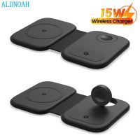 ❏☃✑ New 3 In1 Dual Magnetic Wireless Charger For iPhone 14 Plus 13 12 Pro Max Mini 15W Fast Charging For AirPods Apple Watch 7 6 5 4