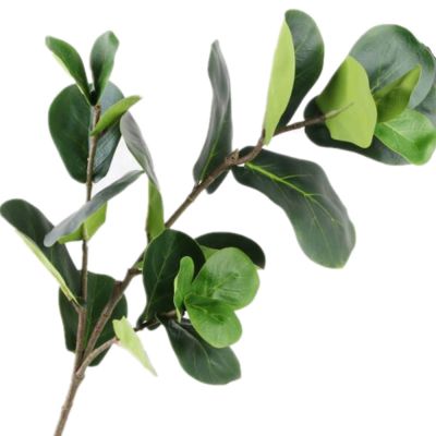 One Fake Ficus lyrata Leaf Branches Simulation Green Ficus lyrata Leaf Tree Stems Greenery Decorative Artificial Green Plant