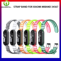 BassPal Silicone Glacier สร้อยข้อมือ All-In-One ใสสำหรับ Xiaomi Mi Band 7 6 5 4 3สายรัดข้อมือสีสันสดใสสำหรับเปลี่ยน Correa Xiaomi Mi 6 5 4 3 Blet