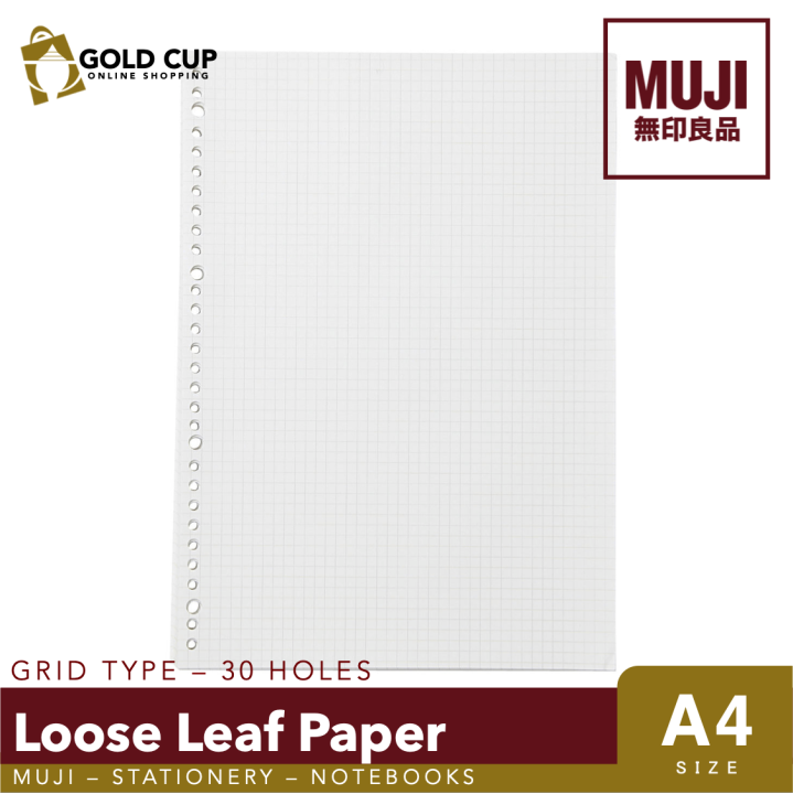 MUJI Loose Leaf Paper A4, 30 Holes (Grid) Stationery Notebooks