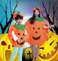 Halloween เครื่องแต่งกายฮาโลวีน กิจกรรมพ่อแม่และลูก แต่งหน้าฟักทองสำหรับเด็ก แสดงเสื้อผ้า หมวกฟักทอง ขายส่งเสื้อผ้าฟักทอง