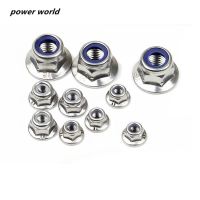 M4/M5/M6/M8/M10 304 Stainless Steel Nylon Anti Slip Locknut DIN6926 Hexagonal Flange Nut Nails  Screws Fasteners