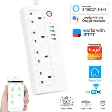 MOES Wi-Fi Smart Multi-Outlets Extender Plug Socket Outlet with Shelf, 2  Electrical Outlet Splitter Wall Plug and 2 USB, Smart Life/Tuya APP Remote