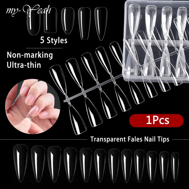 Free Gift】myyeah 1 Piece Full Cover Extension Acrylic False Nail Tips 5  Styles Transparent French Fake Nail Tip Manicure Tool | Lazada PH