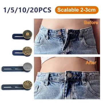 1/5/10/20pcs Metal Button Extender For Pants Jeans Free Sewing Adjustable  Retractable Waist Extenders Button Waistband Expanders