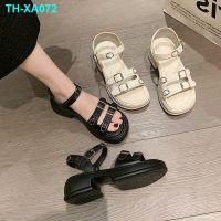 Sandals womens 2023 new summer Roman thick-soled thick-heeled fashion matching one-word belt shoes