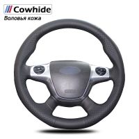 Handsewing Black Genuine Leather Steering Wheel Covers for  Ford Focus 3 2012-2014 KUGA Escape 2013-2016 C-MAX 2011-2014