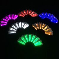 LED Fan Dance Light Up Luminous Folding Fans Bar Show DJ Fluorescent Costumes Club Wedding Birthday Party Gifts Carnival