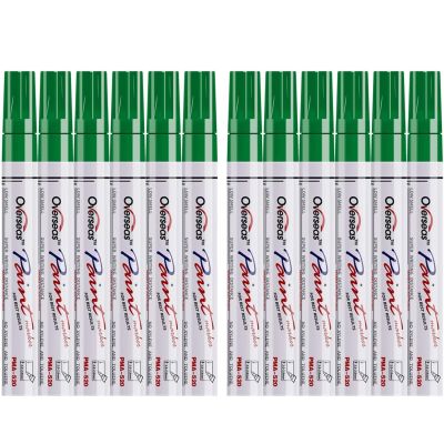 Green Paint Pens Paint Markers 12 pcs Waterproof Oil-Based Paint Pen Set Quick Dry and Permanent Markers for Rock Painting