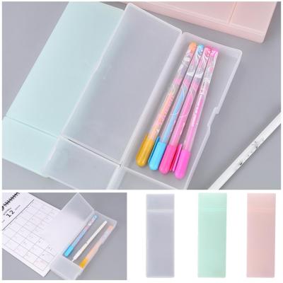 Simple And Multifunctional Creative Solid Color Pencil Pen Semi Storage Case Bag Frosted Box Stationery PP Transparent X4N1