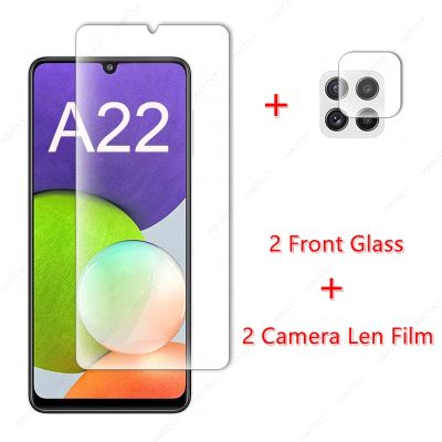 กระจก A22สำหรับ Samsung Galaxy,สำหรับเลนส์กล้องปกป้องหน้าจอฟิล์มกันรอยกันกระแทก4G 5G A32 A52 A12 A72