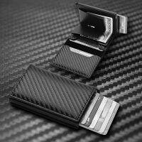 【CW】┋◑  Carbon Card Holder Wallets Men Trifold Leather Wallet Small Money Male Purses