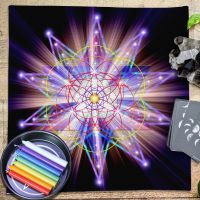 Pagan Witchcraft Divination Artifact Card Mat Spiritual Six-pointed Star Tarot Card Tablecloth Metatron Rubiks Cube Altar Cloth