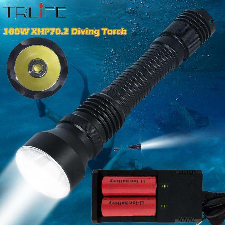 XHP70.2 LED Professional Scuba Diving Flashlight 200M Underwater