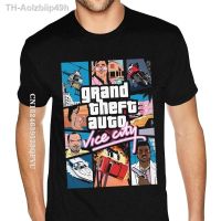 Aolzbiip49h สีเทา Grand Theft Vice T เสื้อ GTA เกม Mens CUSTOM Cotton สไตล์โกธิค tees