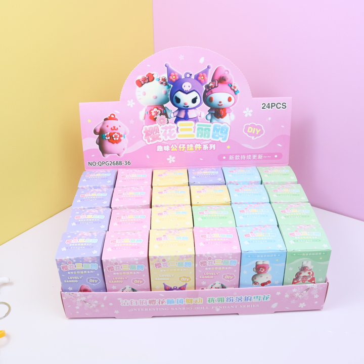 กล่องทึบของเล่น-sanrio-พวงกุญแจสำหรับเด็กขายส่งน่ารัก-mymelody-kuromi-cinnamoroll-pom-pom-purin-จี้-pochacco-รางวัลนักเรียนโรงเรียนน่ารัก