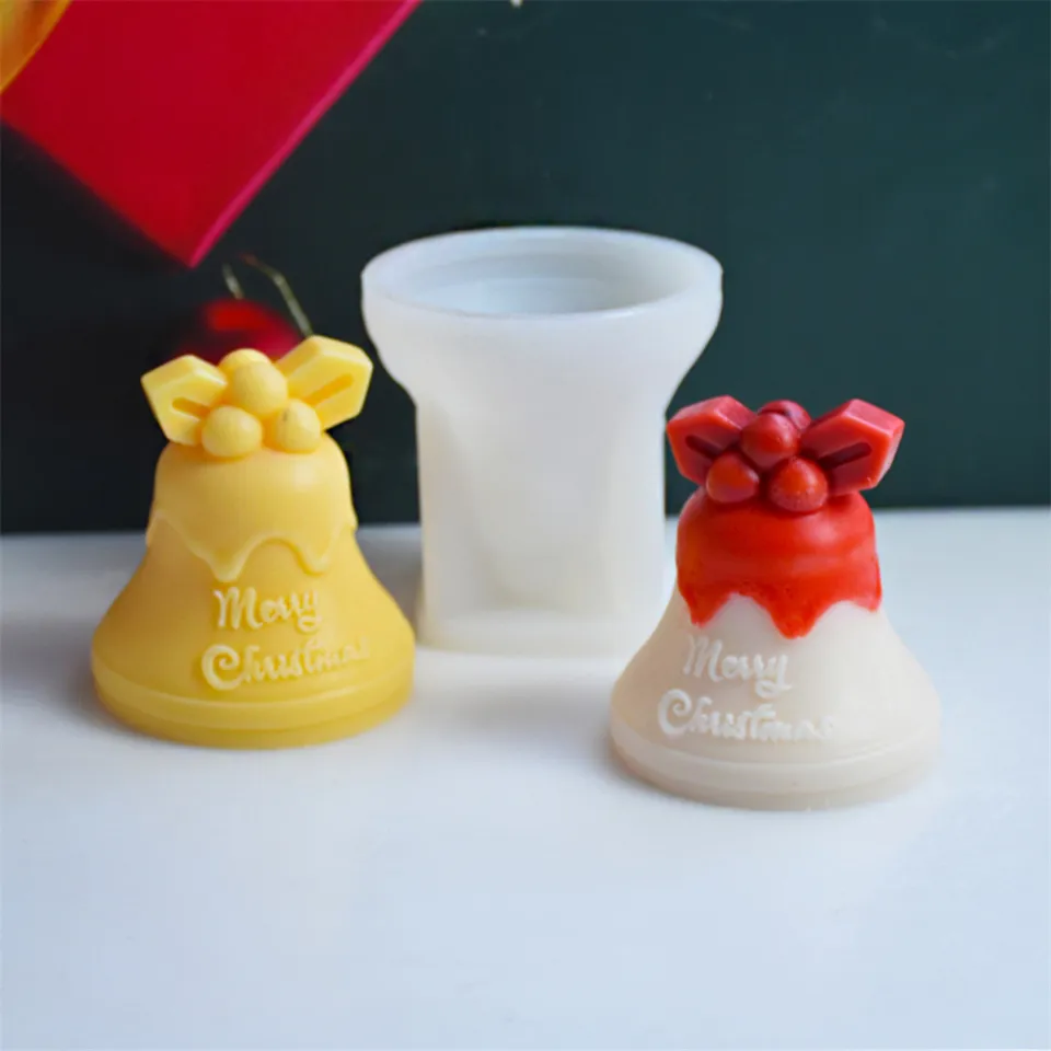 Christmas Decoration Gift Unique Candle Molds Aromatic Aromatherapy Candles  Christmas Sock Candle Mold Small Bell Candle Mold
