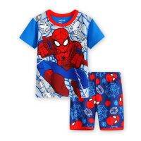 Children Set Marvel Spider-man Fashion Summer Boy Pajamas T-Shirt Shorts 2Pcs/Sets Kids Casual Costume Suit New