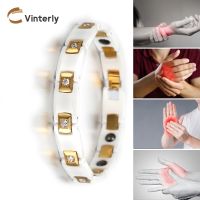 【YF】 Vinterly Bracelets for Women Chain Gold-color AAA CZ Stone Bracelet Woman Health Energy Hematite Ceramic Femme Jewelry