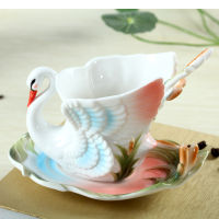 Spot parcel post Jin Fulan New Enamel Painted Porcelain White Swan Coffee Cup Personalized Creative Gift Coffee Cup Fashion Mug