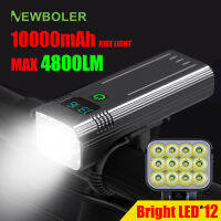 NEWBOLER 12 LED Bike Light 4800 Lumens USB ชาร์จอลูมิเนียม MTB จักรยาน10000MAh ไฟหน้าจักรยาน Accessorie