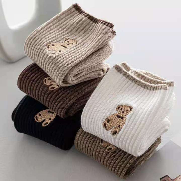 lady-sugar-1คู่การ์ตูนถุงเท้าผ้าฝ้ายสำหรับผู้หญิงสาวหมีในหลอดสตรีญี่ปุ่น-ins-ถุงเท้า