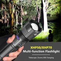 XHP70 Flashlight 4 Core Led Light Aluminum Alloy XHP50 Tactical Hunting Torch USB Rechargeable Zoom Lantern 18650 AAA Battery Rechargeable  Flashlight