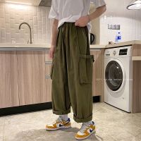 Pants men spring autumn new Hong Kong-style male cargo trousers loose all-match straight street fashion mens casual overalls