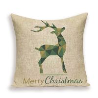 Happy Christmas Deer Cushions Cover Santa Claus Decoration Throw Pillow Case Merry Christmas Linen Decor Bed Cushion Funda Cojin