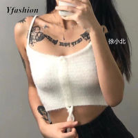 Yfashion เสื้อครอปสีทึบสง่างามแบบลำลองเสื้อกล้ามผูกเชือกแฟชั่นสำหรับผู้หญิงเสื้อครอปแขนกุดขาตั้งกล้องสายเดี่ยวหลากสี