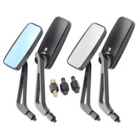 Motorcycle Rear 2Pcs View Mirror Rectangular Aluminum Rearview Mirror Blue Imitation Dazzling Motorcycle Rear View Mirror